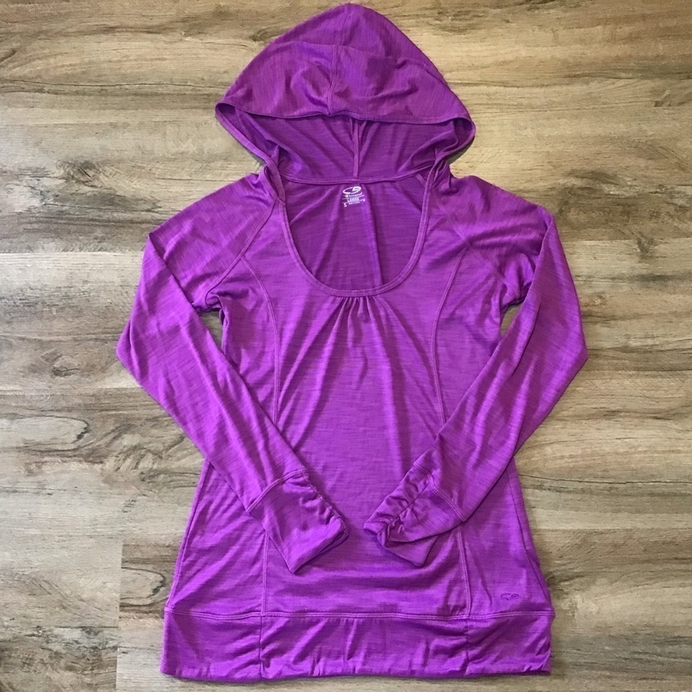 Champion Shirt Size S C9 Athletic Hooded Long Sleeve Lightweight Purple